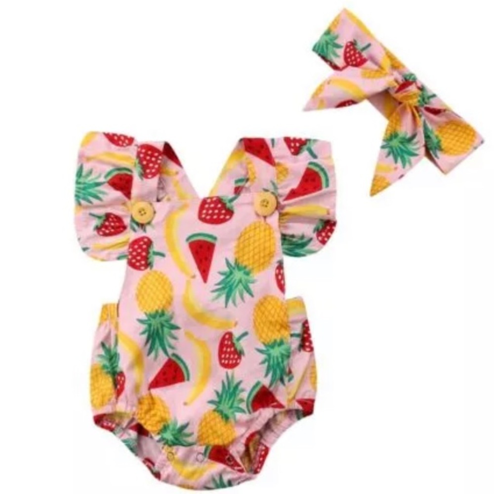 Toddler Fruit Print Sleeveless Romper Jumpsuit